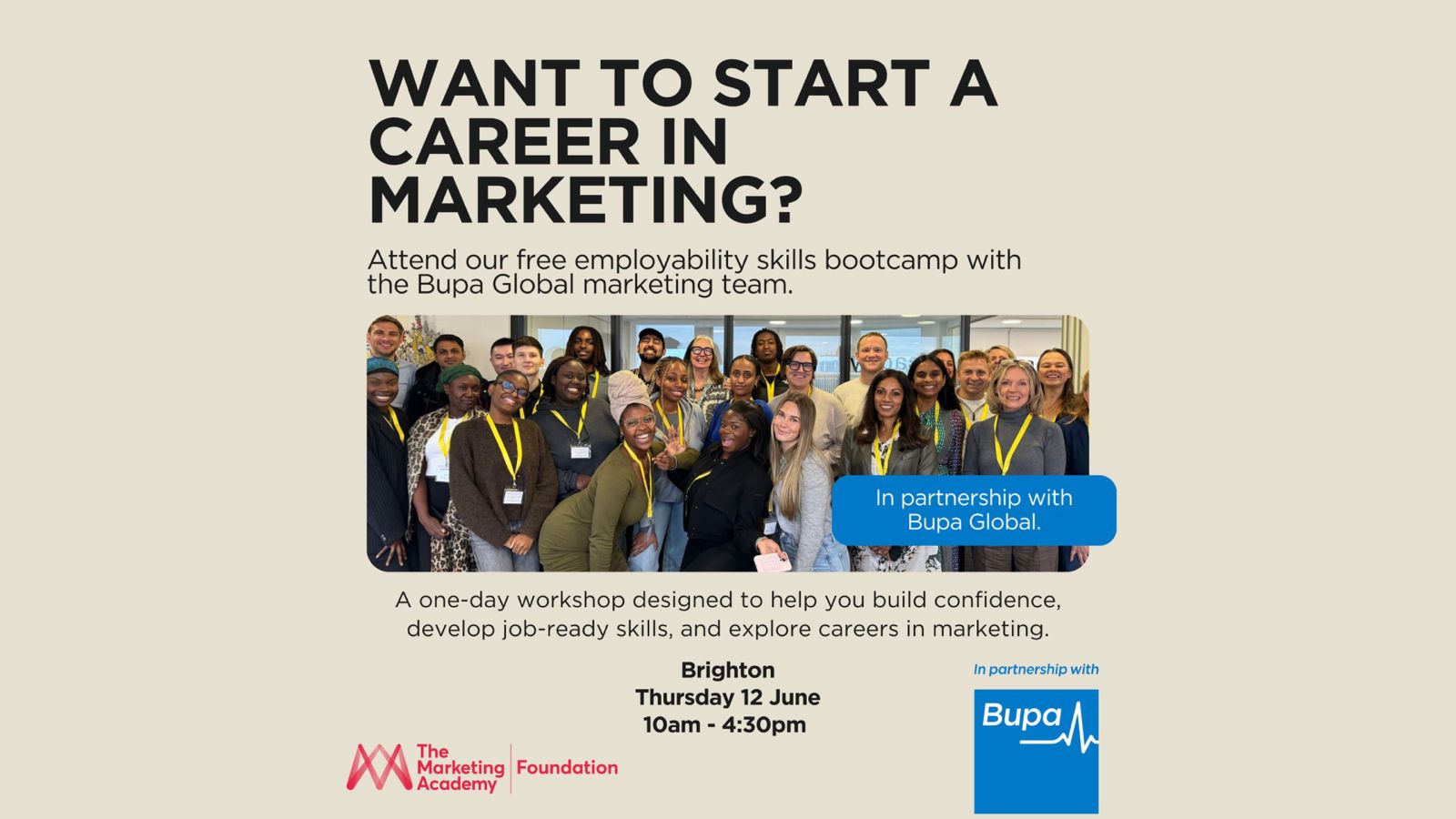 Attend Our Free Employability Skills Bootcamp with the Marketing Team at Bupa Global